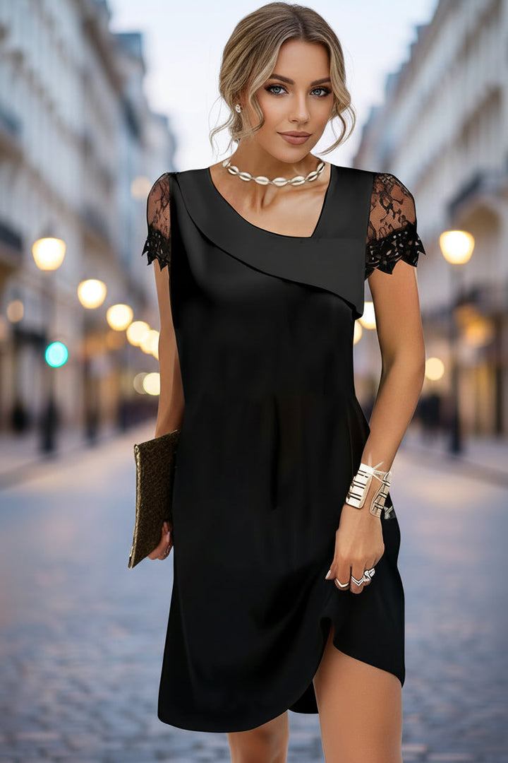 Ainsleigh - Vestido midi asimétrico con mangas de encaje