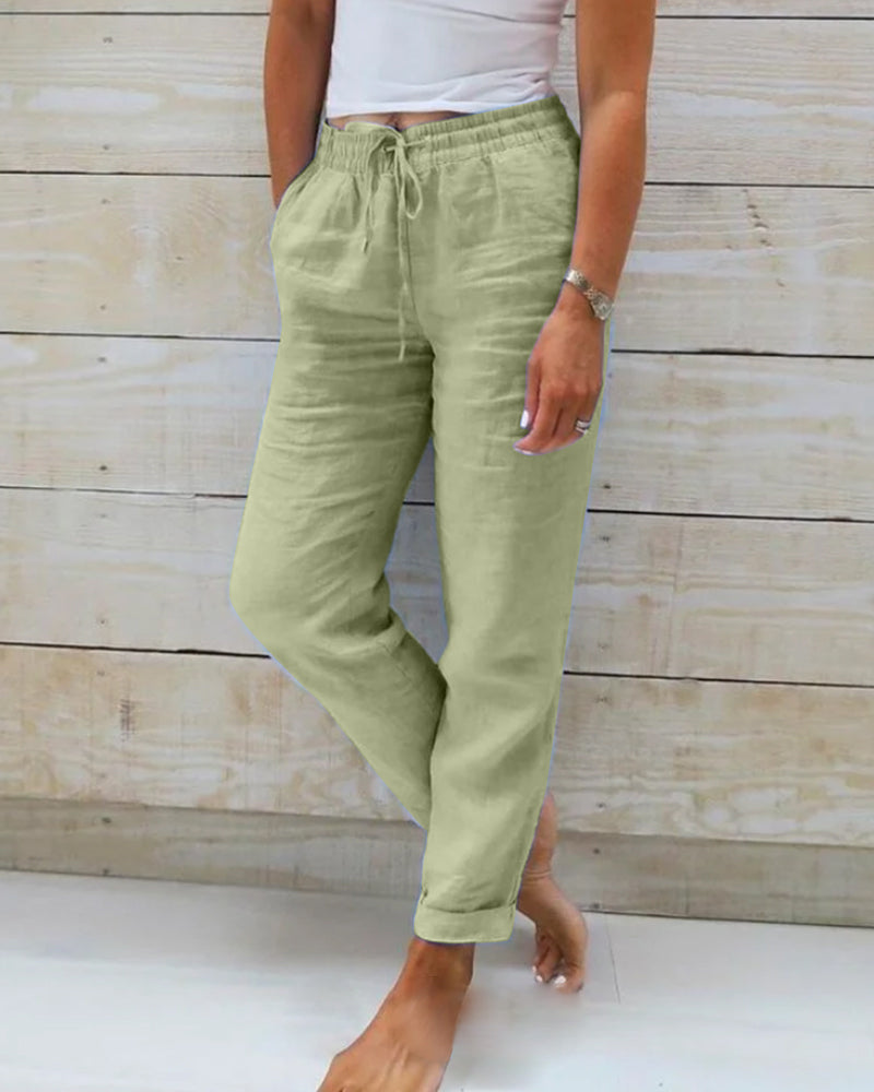 Lorinne - Pantalón de lino con stretch