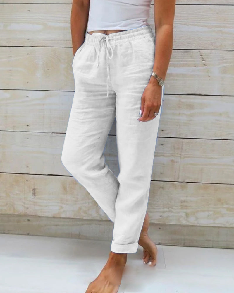 Lorinne - Pantalón de lino con stretch