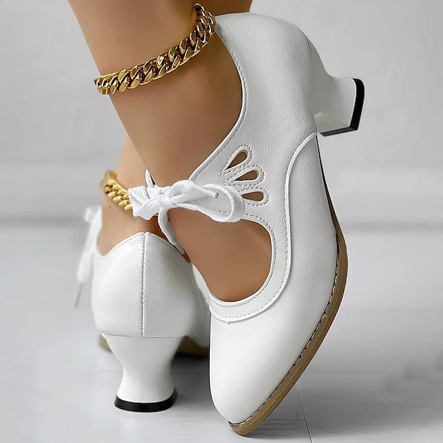 Veralyn - Zapatos de tacón kitten con agujetas vintage