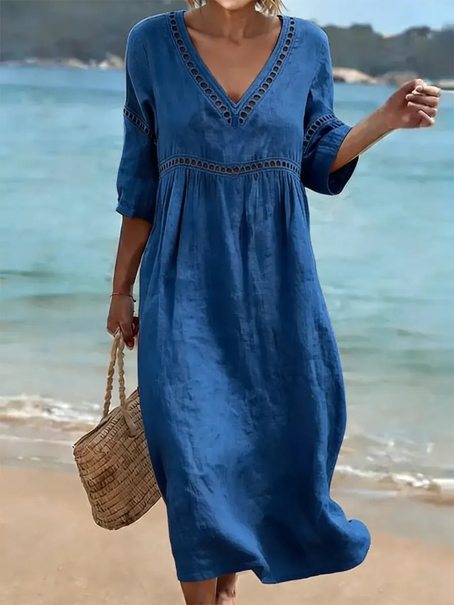 Quessia - Vestido con escote en V de tacto suave