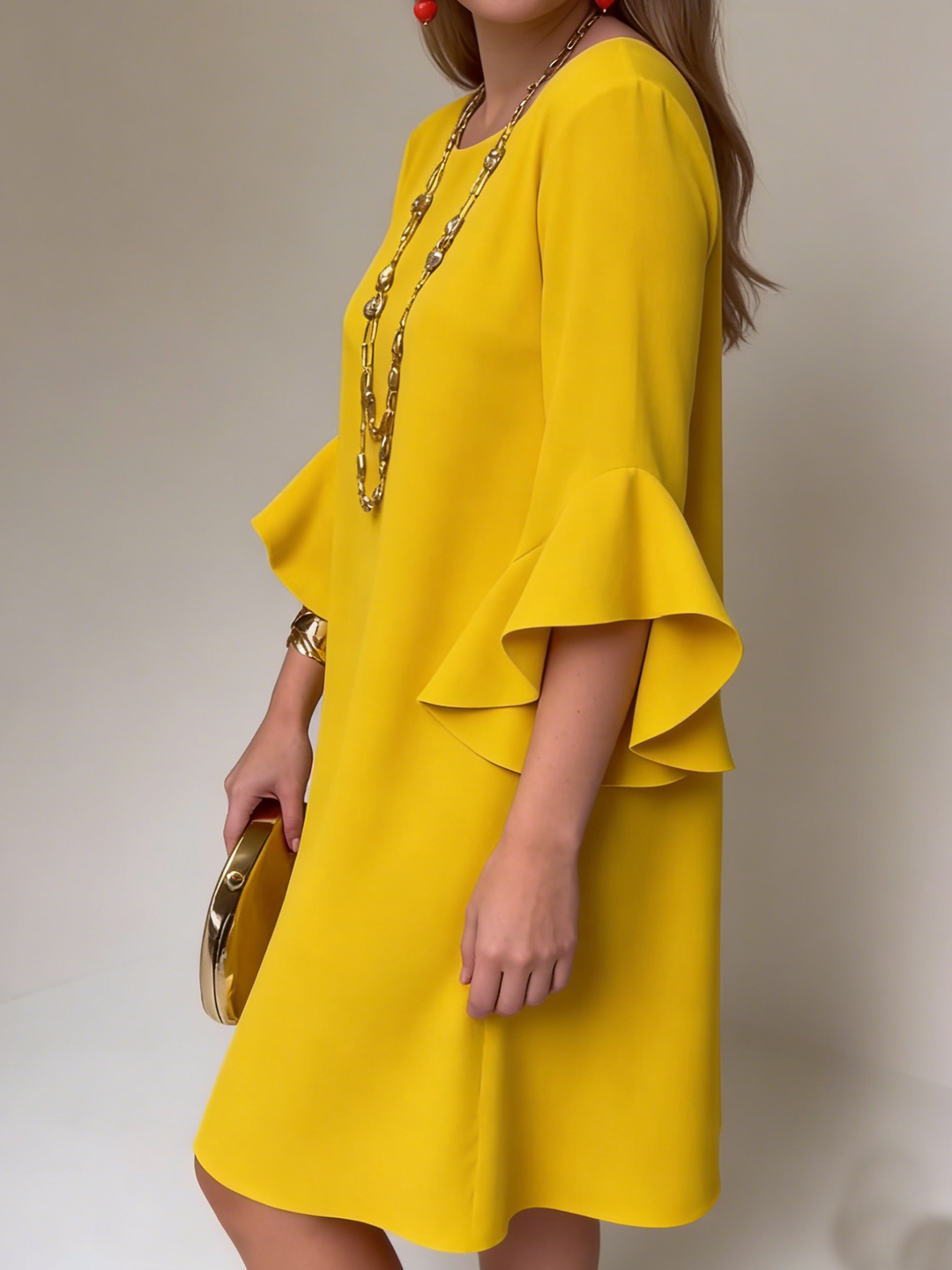Hilaria - Minivestido con olanes en las mangas
