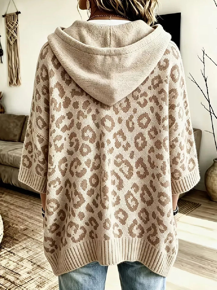 Jocasta - Suéter de punto con estampado de leopardo de corte oversize