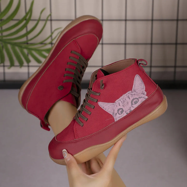 Zorelle - Botines cómodos con detalle de gato