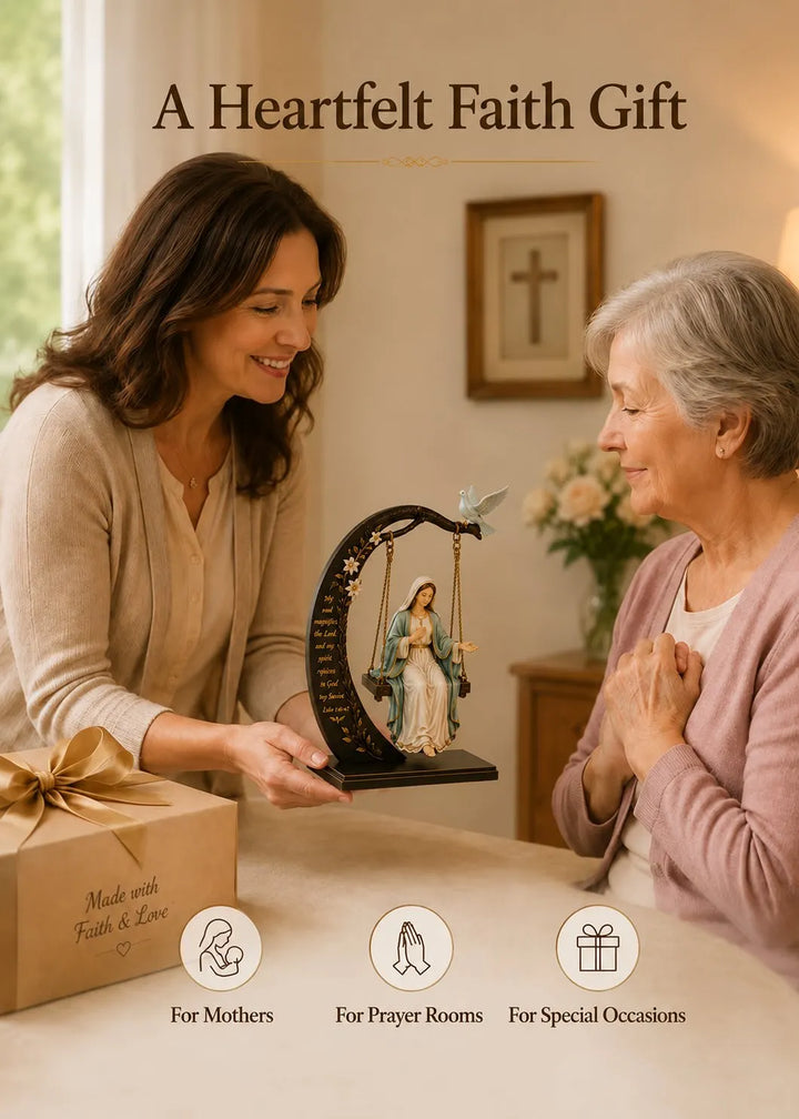 Calienne - Estatua de mesa de Nuestra Señora en columpio