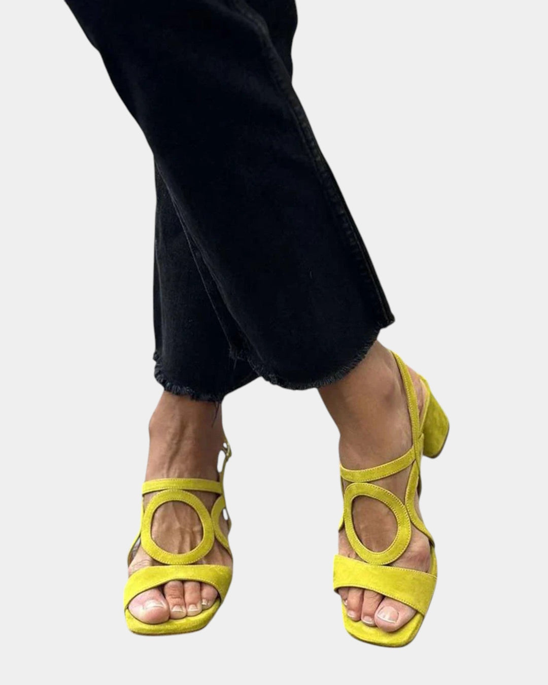 Florette - Sandalias de tacón de bloque con tiras caladas