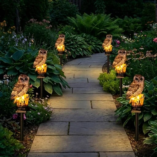 Amora - Lámpara decorativa para jardín con forma de búho