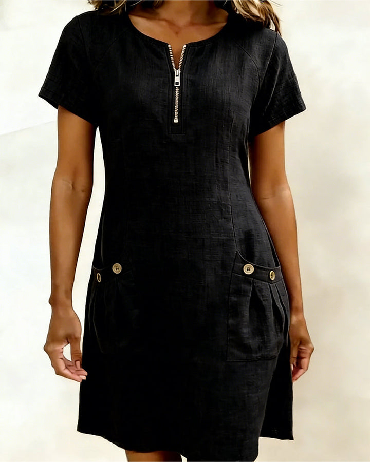 Dariae - Vestido de corte A de mezcla de lino