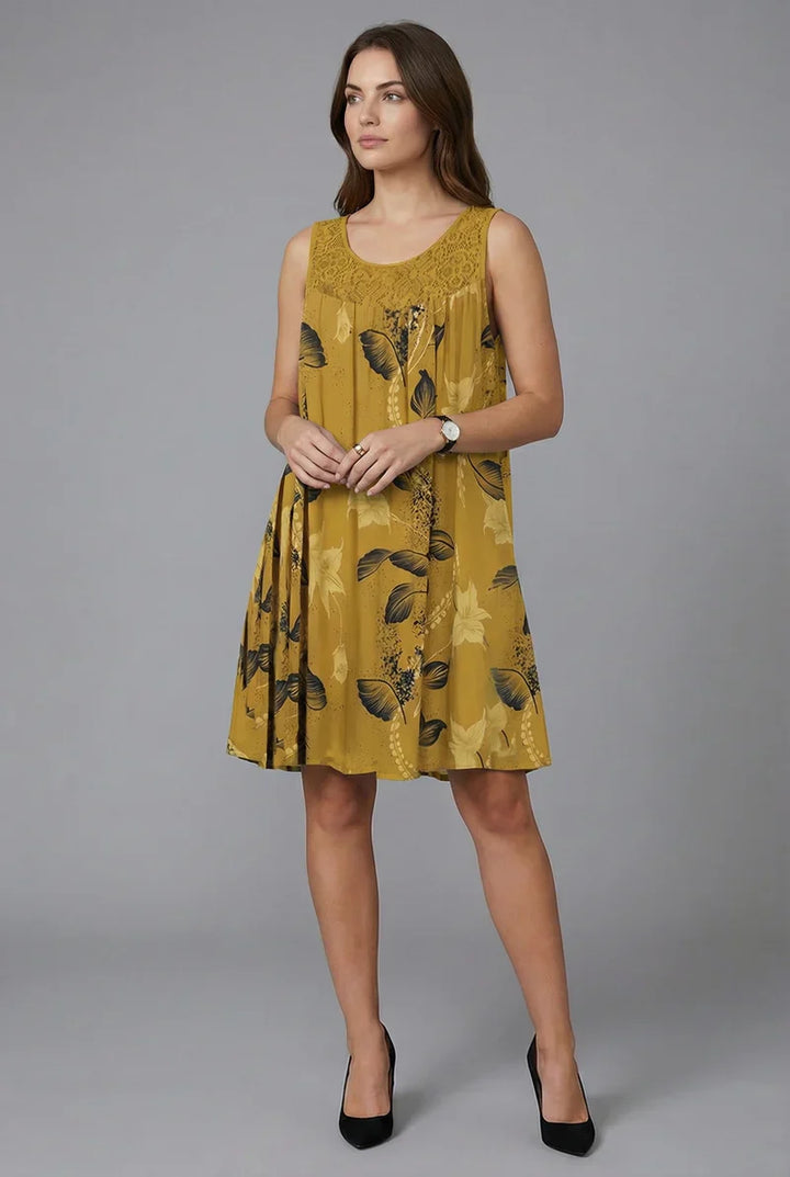 Ariadne - Vestido de silueta recta con estampado floral elegante