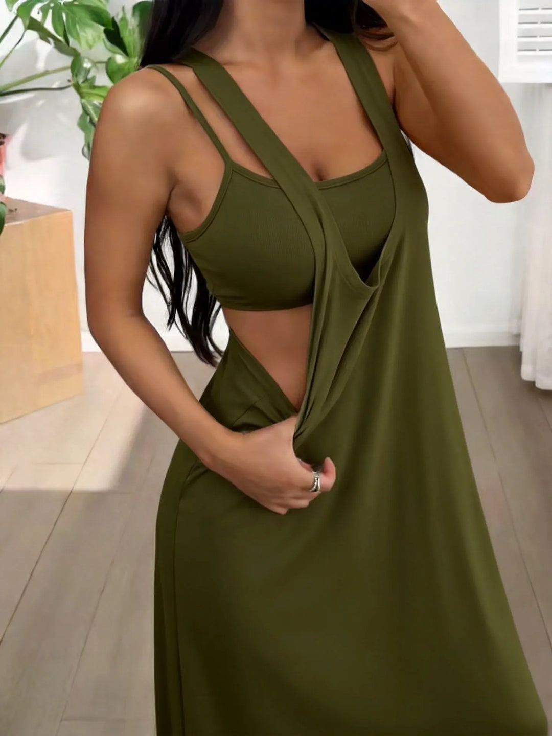 Evania - Maxivestido de dos piezas con capas