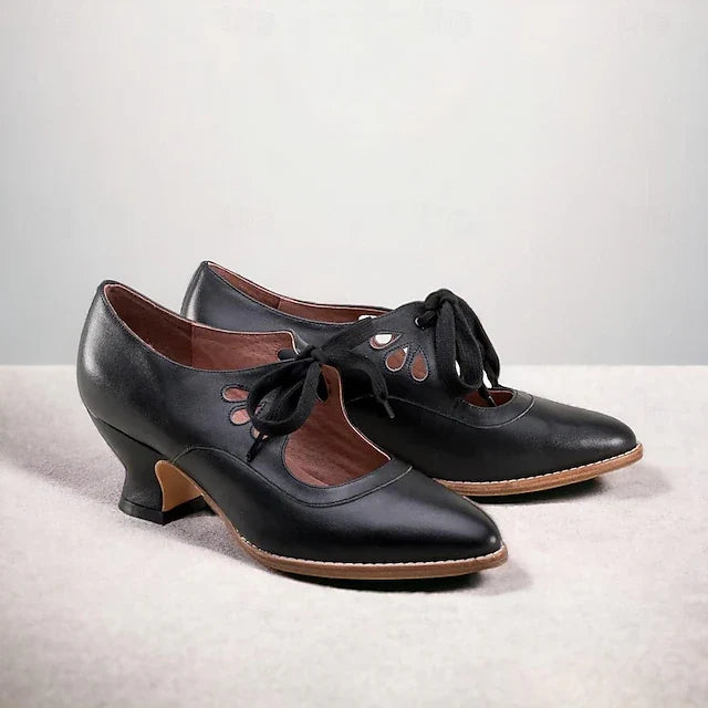 Veralyn - Zapatos de tacón kitten con agujetas vintage