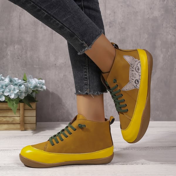 Zorelle - Botines cómodos con detalle de gato
