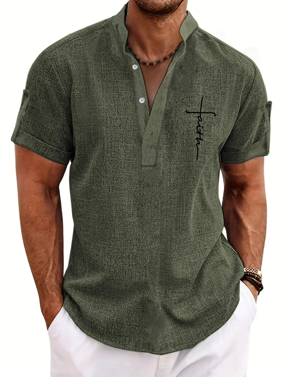 Harlan - Camisa texturizada de cuello alto