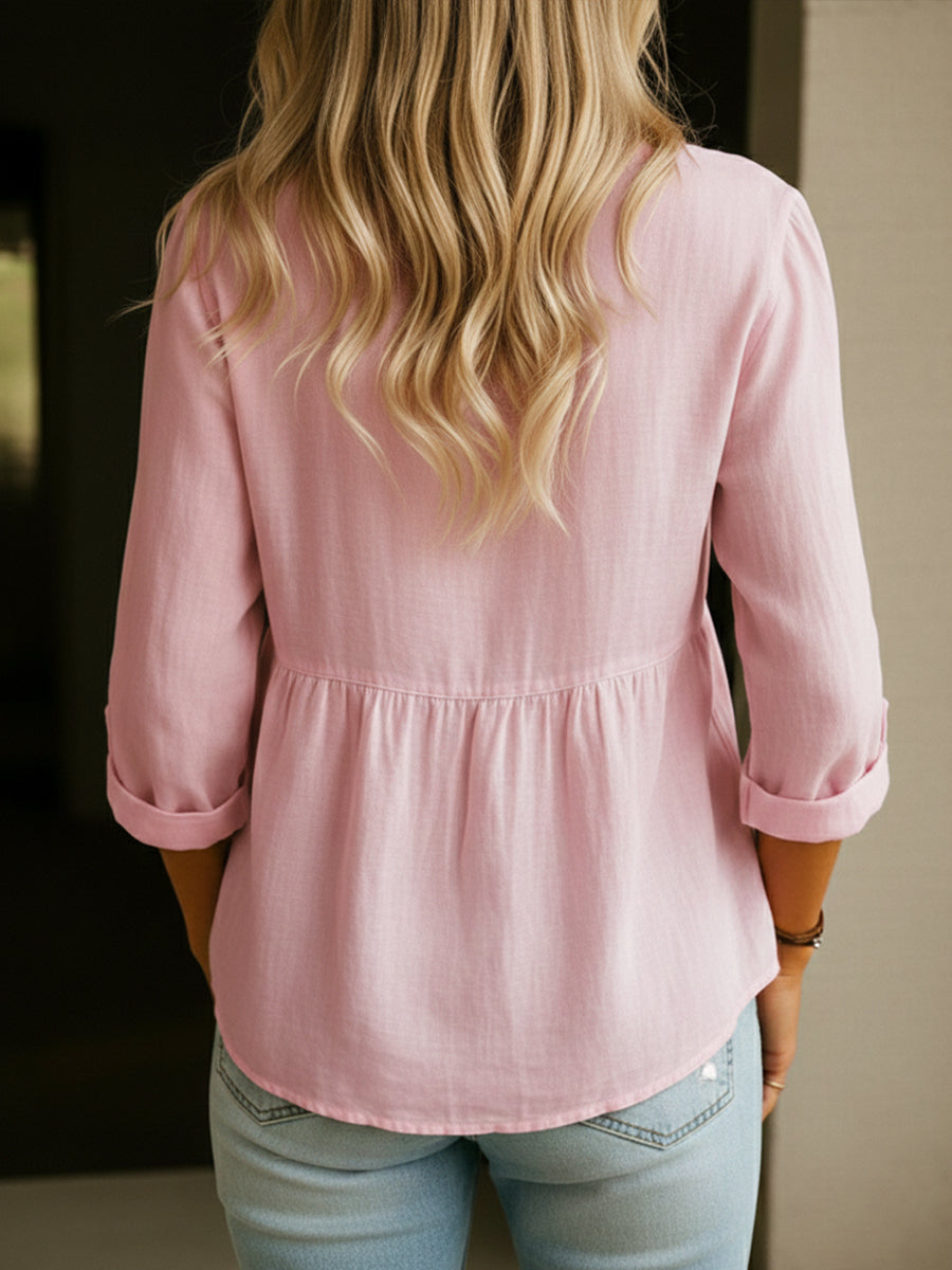 Elinna - Blusa abotonada con escote en V
