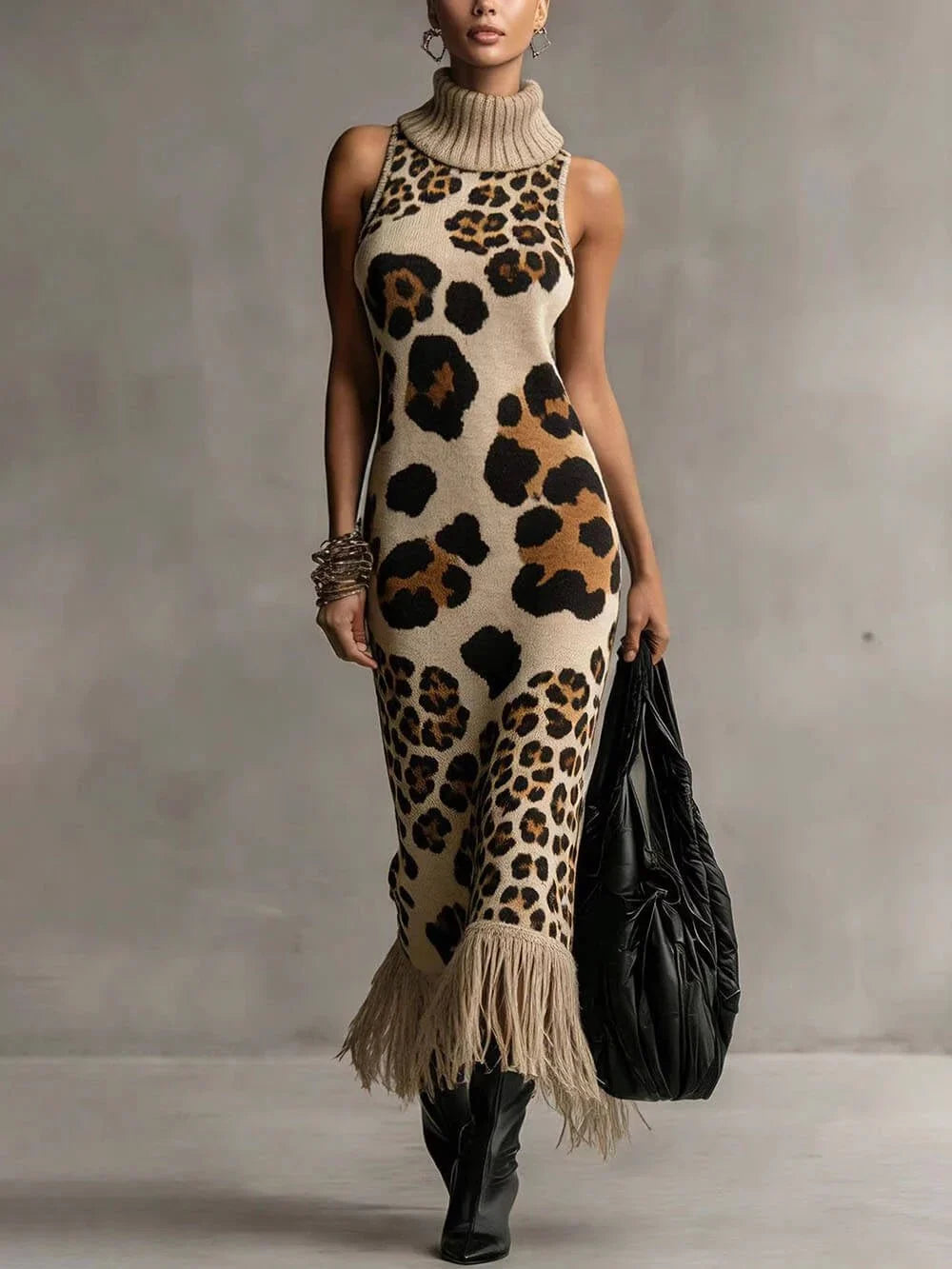 Orla - Vestido maxi de leopardo texturizado