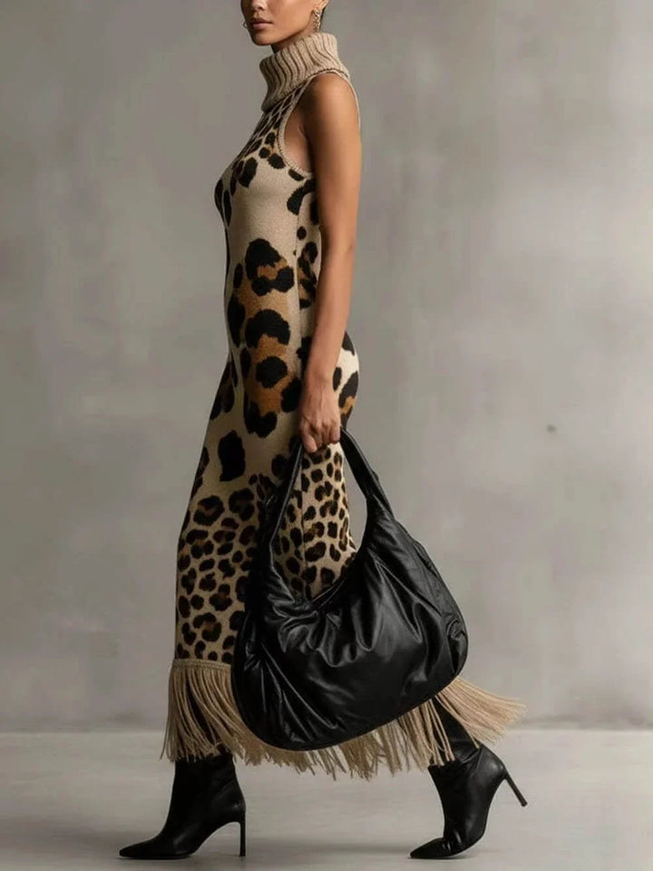Orla - Vestido maxi de leopardo texturizado