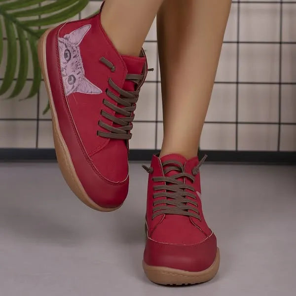 Zorelle - Botines cómodos con detalle de gato