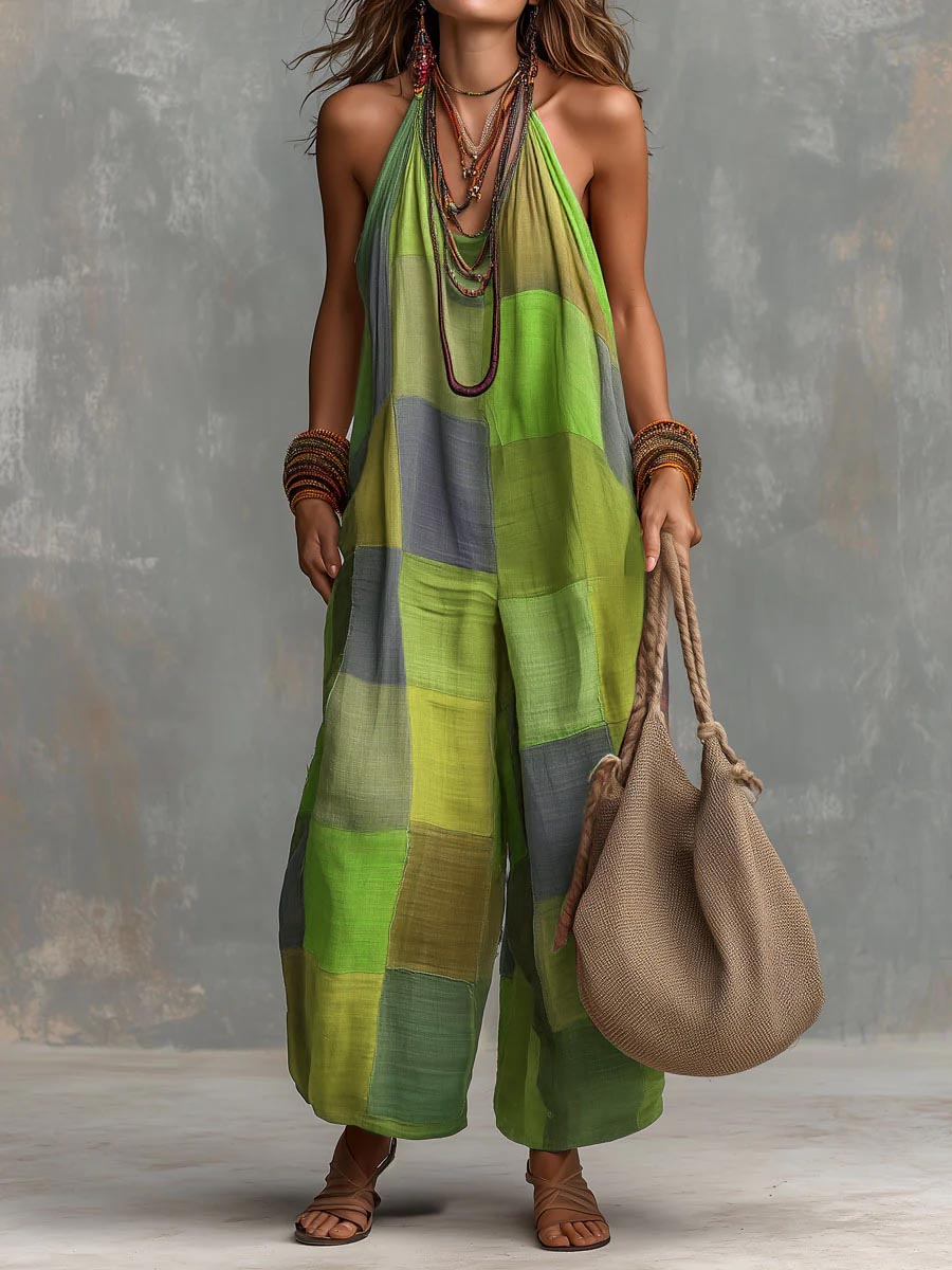 Tarevia - Enterizo de patchwork con escote halter