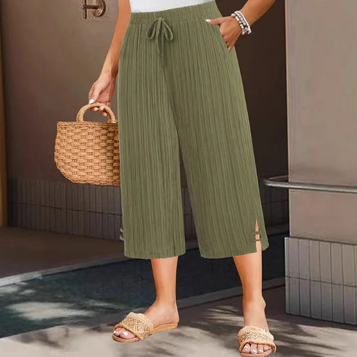 Bexara - Pantalón culotte plisado de pierna ancha