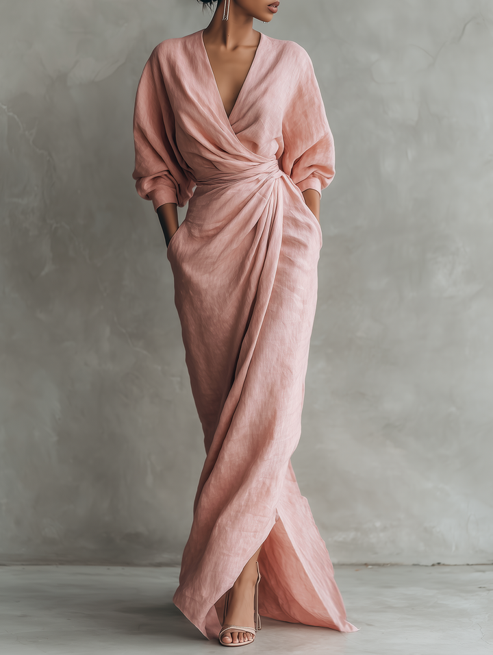 Ariana - Vestido maxi de lino elegante