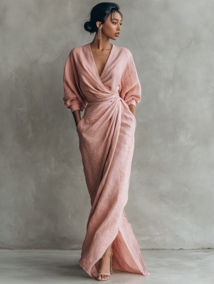 Ariana - Vestido maxi de lino elegante
