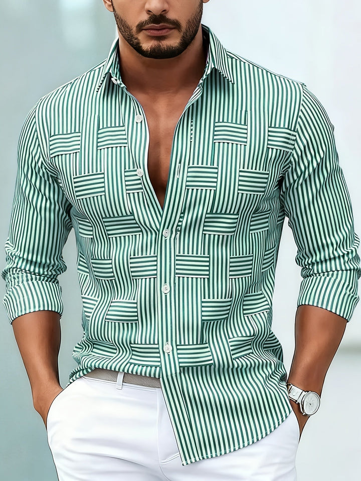 Alverton - Camisa de manga larga a rayas con lavado vintage