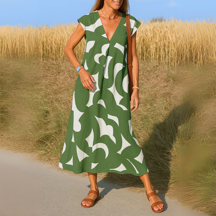 Tallisia - Vestido midi con escote en V, suave al tacto