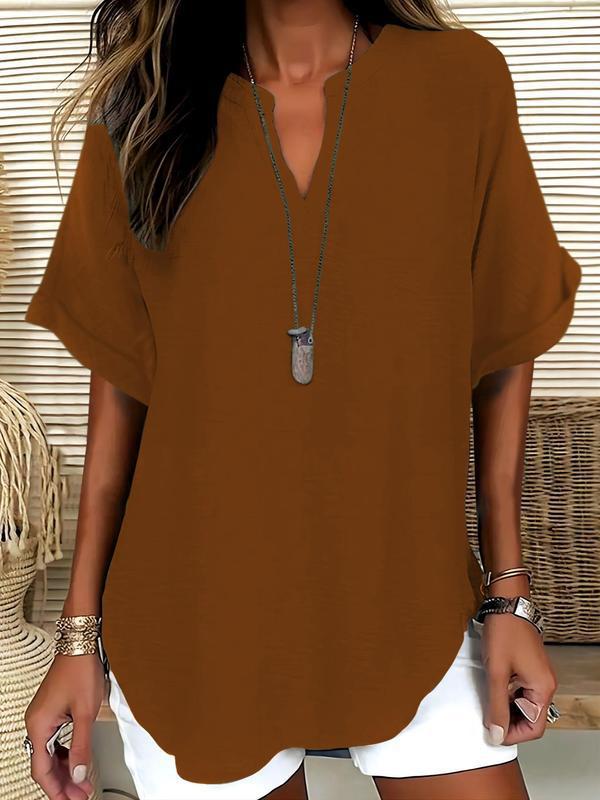 Xalina - Blusa de escote con muesca y tacto suave