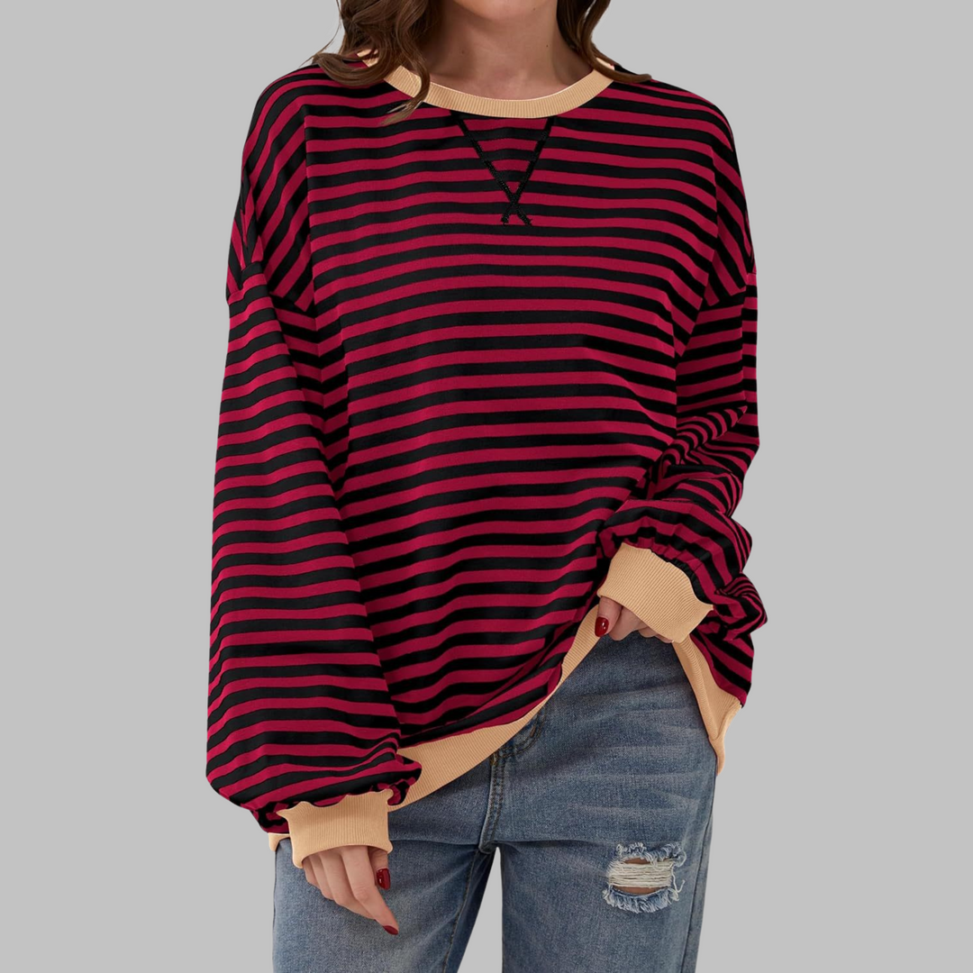 Adelia - Sudadera a rayas de manga larga de tacto suave