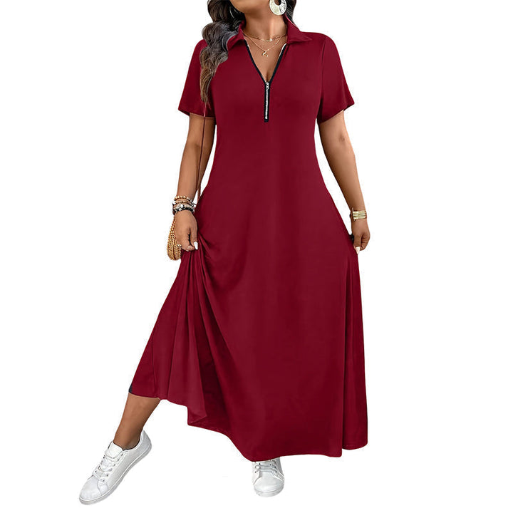 Primelle - Vestido maxi de cuello con cierre, de tacto suave