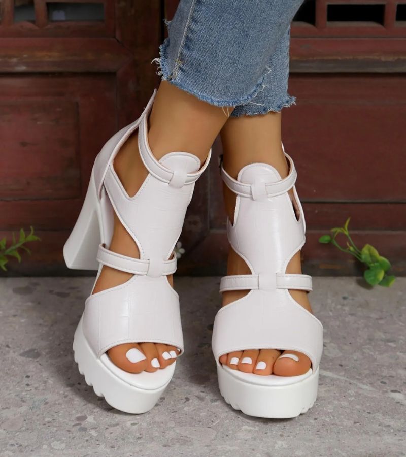 Elestine - Sandalias estilo gladiador con plataforma esculpida