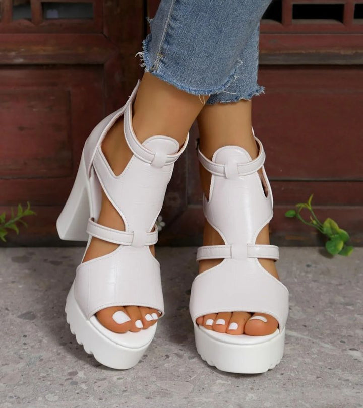 Elestine - Sandalias estilo gladiador con plataforma esculpida