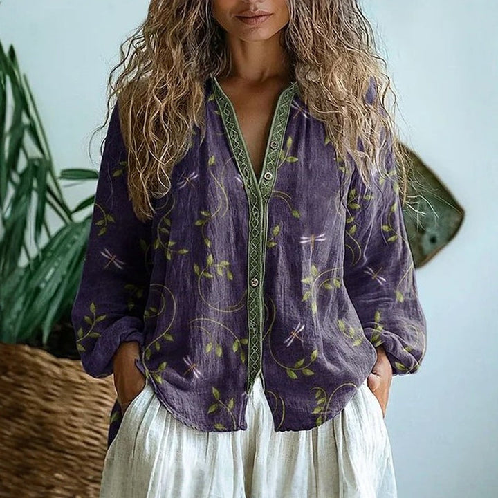 Lurellea - Blusa estampada de hojas y suave al tacto