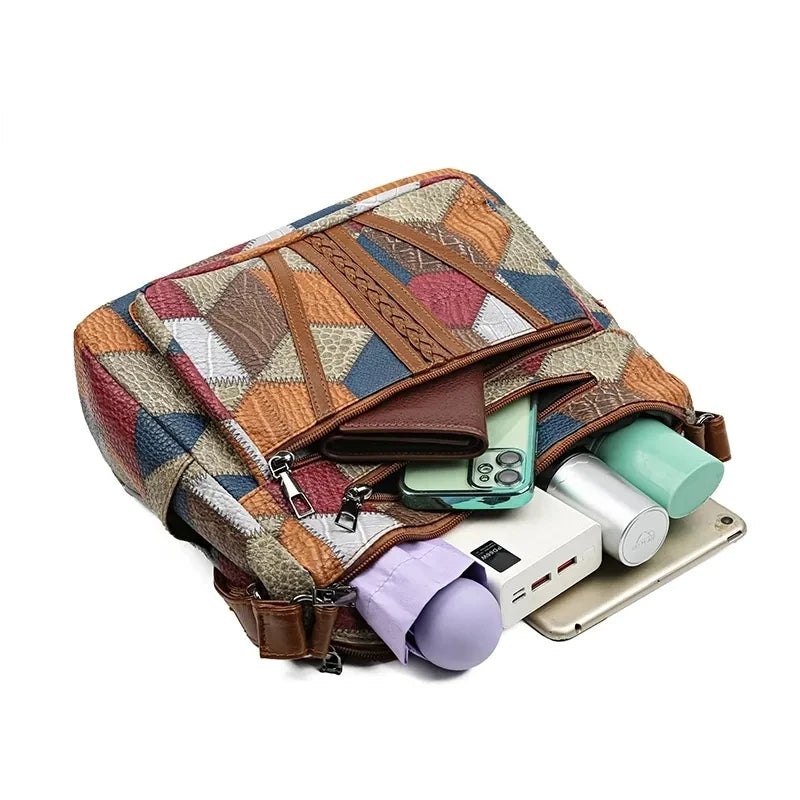 Lauranique - Bolsa bandolera de patchwork y tacto suave