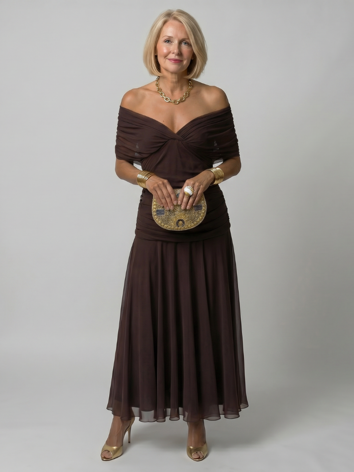 Galatea - Vestido midi ligero con hombros descubiertos