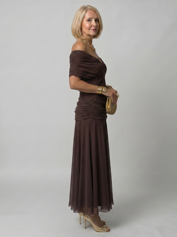 Galatea - Vestido midi ligero con hombros descubiertos