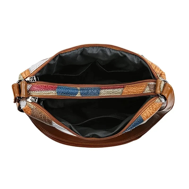 Lauranique - Bolsa bandolera de patchwork y tacto suave