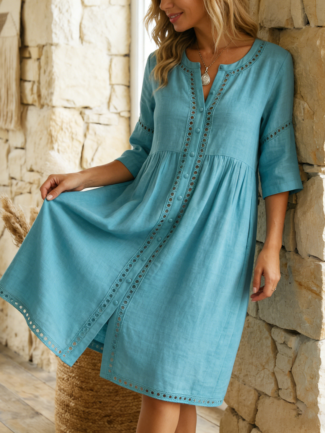 Harlow - Vestido midi de lino premium