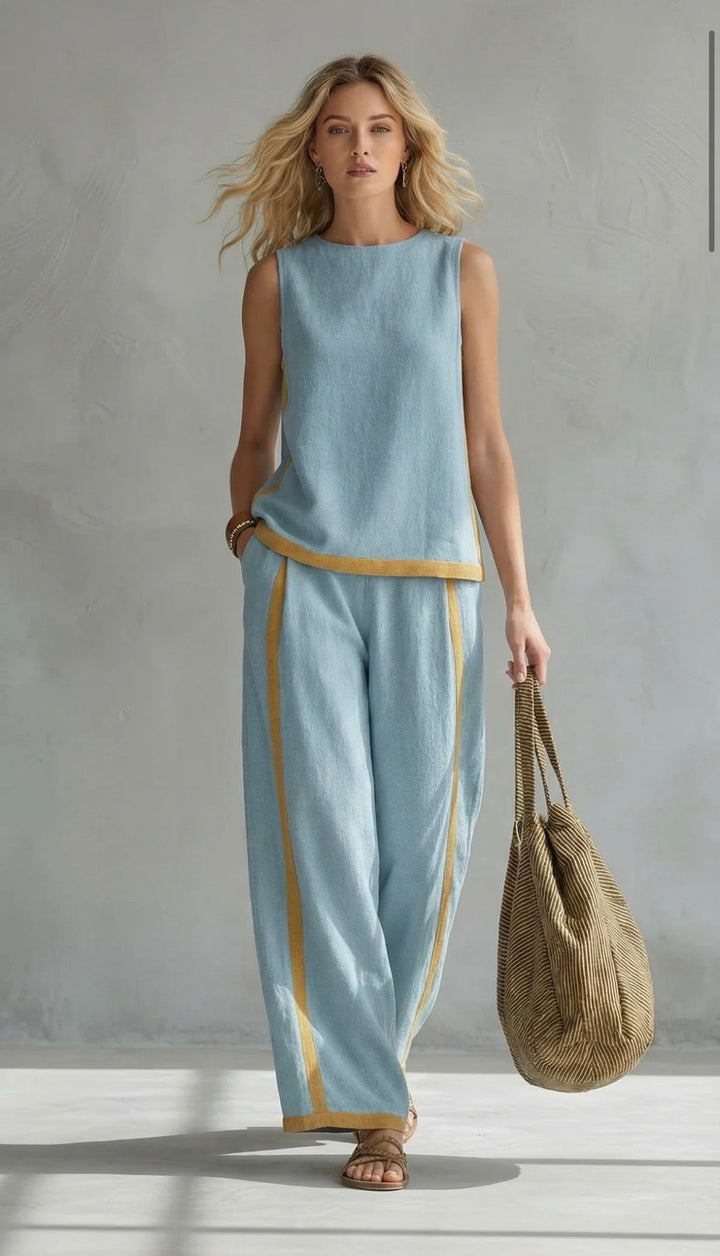 Quella - Conjunto de top y pantalón fluido
