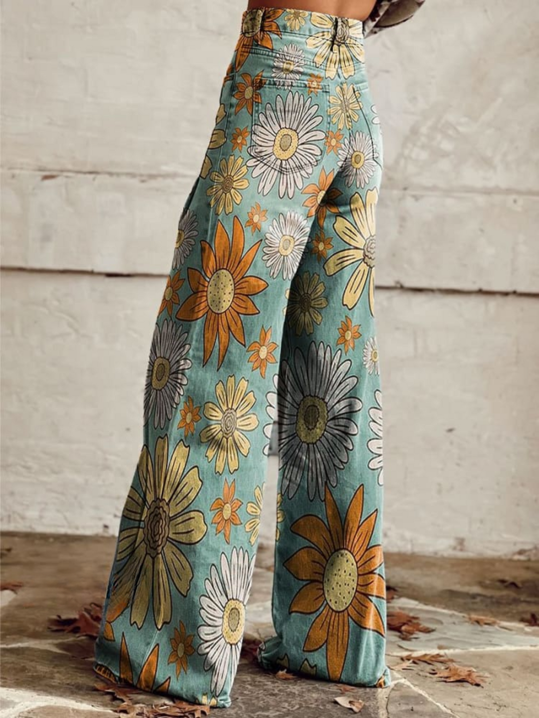 Rhosyn - Pantalón de pierna ancha con estampado floral y tacto suave