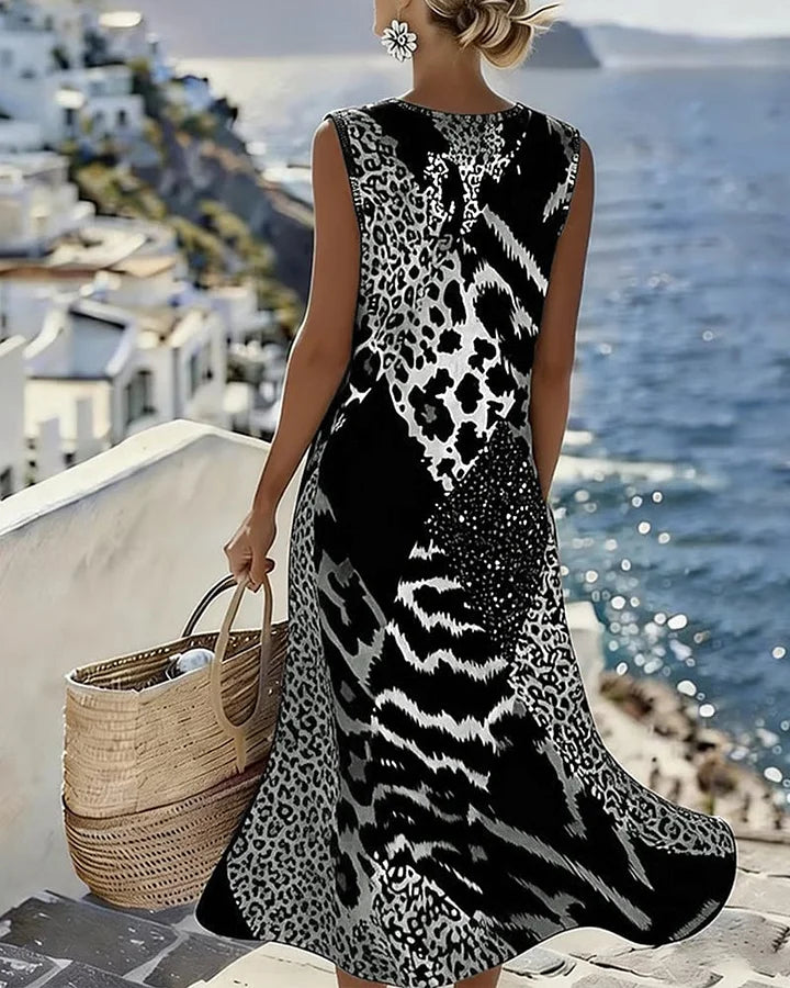 Zosia - Vestido sin mangas de tacto suave con estampado de leopardo