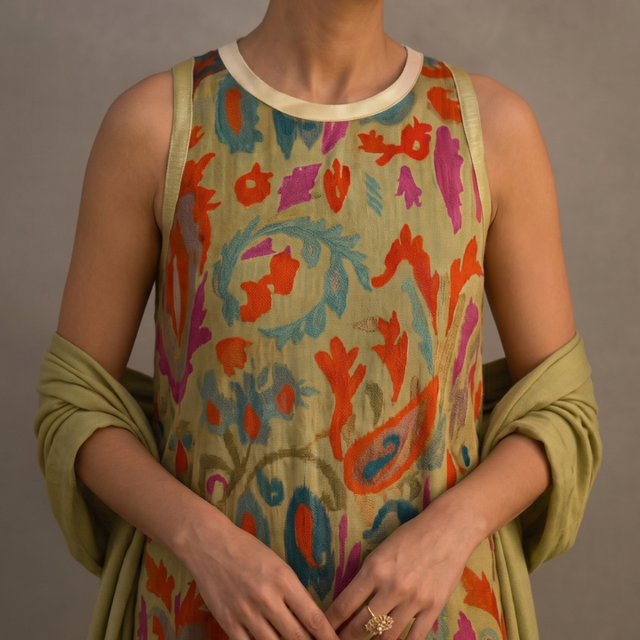 Lilith - Conjunto de vestido midi estampado y cárdigan largo