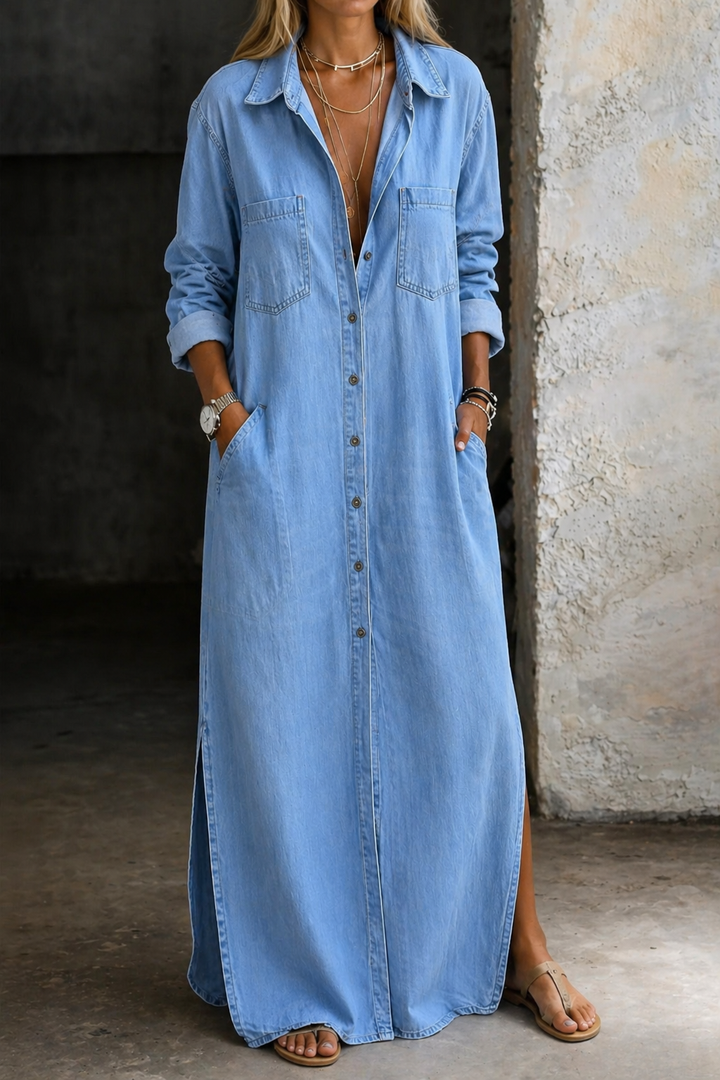 Ashlina - Vestido camisero suave al tacto