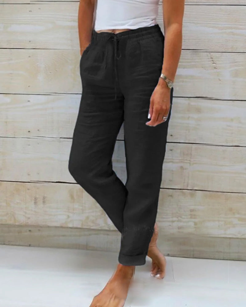 Lorinne - Pantalón de lino con stretch