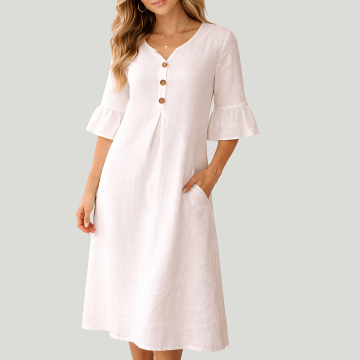 Sorella - Vestido suave al tacto de mangas con holanes
