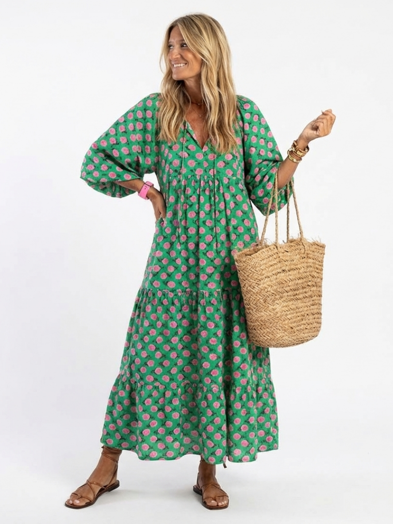 Emmera - Vestido de verano vaporoso con holanes