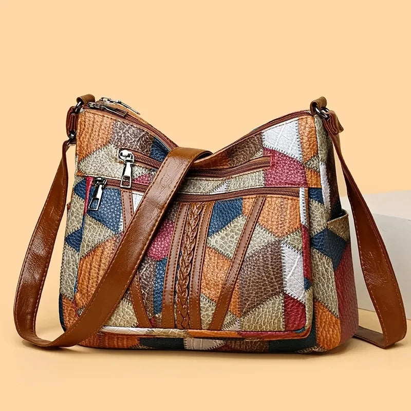 Lauranique - Bolsa bandolera de patchwork y tacto suave