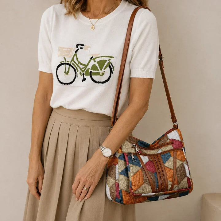Lauranique - Bolsa bandolera de patchwork y tacto suave
