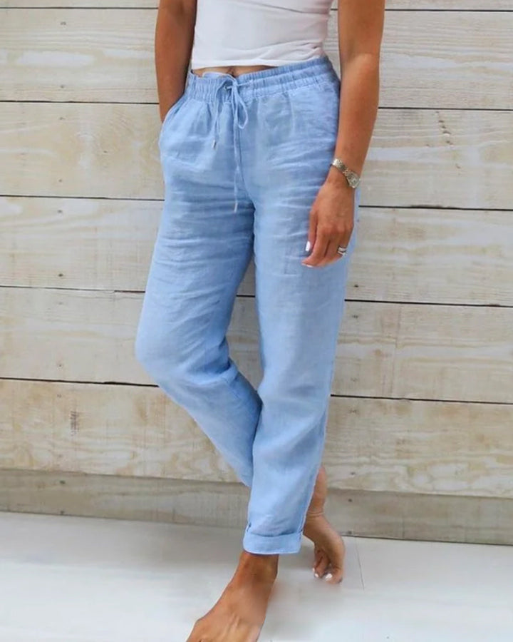 Lorinne - Pantalón de lino con stretch