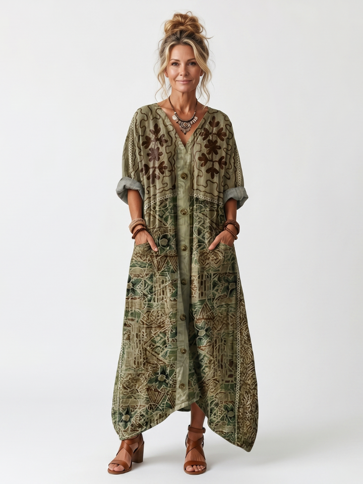 Roselisse - Vestido midi ligero con botones al frente
